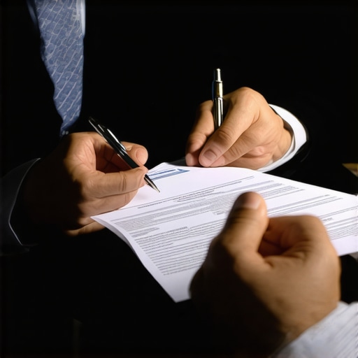 Business owner consulting legal advisor with legal documents, emphasizing legal insurance importance