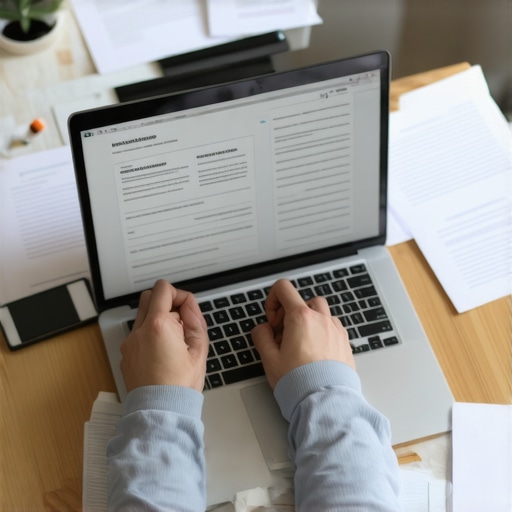 Person analyzing insurance options on a computer at home.