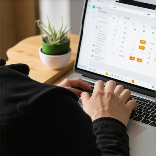 Person managing insurance policies on laptop with calendar reminders
