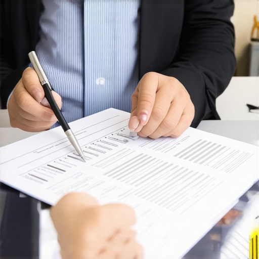 Business owner discussing insurance policies with an advisor in office