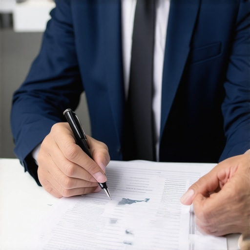 Business owner managing legal and insurance documents with digital platforms.