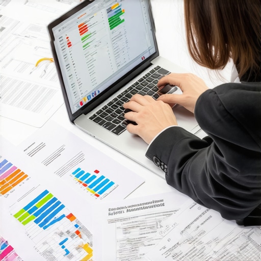 Person analyzing insurance options on a laptop in a financial setting