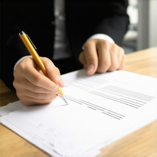 Business owner consulting with lawyer over insurance documents