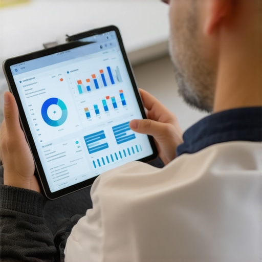 Person reviewing telematics data on a tablet to improve insurance rating