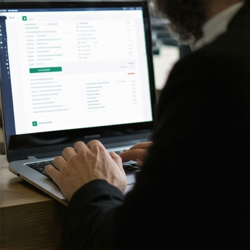 A professional reviewing insurance policies with digital management tools.