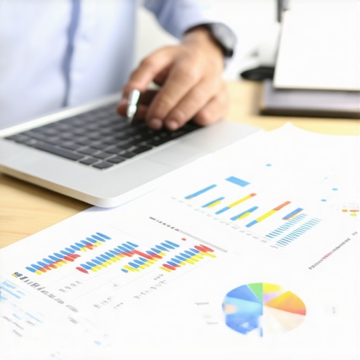 A person using software on a laptop to manage insurance policies and risks.